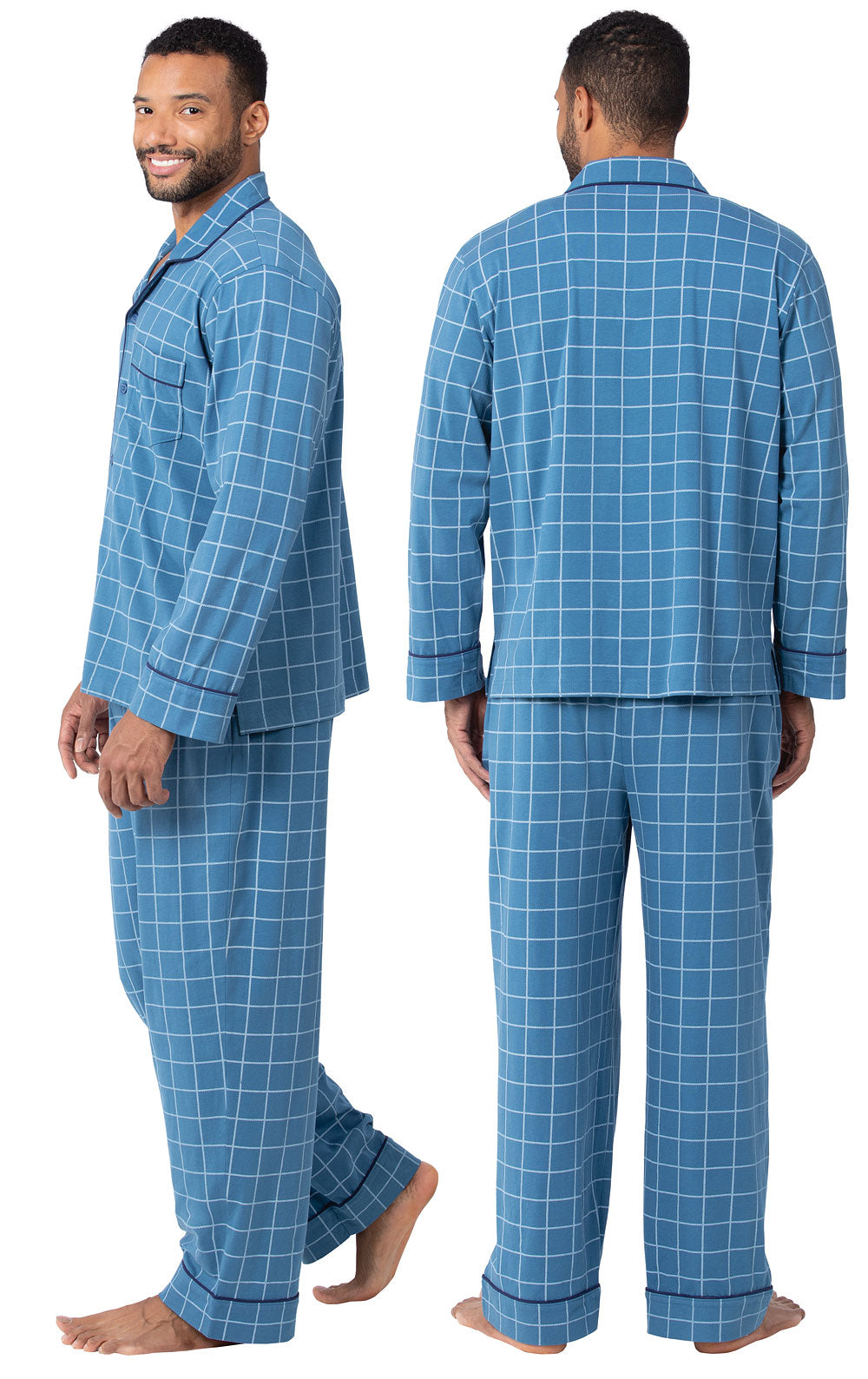 Plaid Button-Front Men's Pajamas