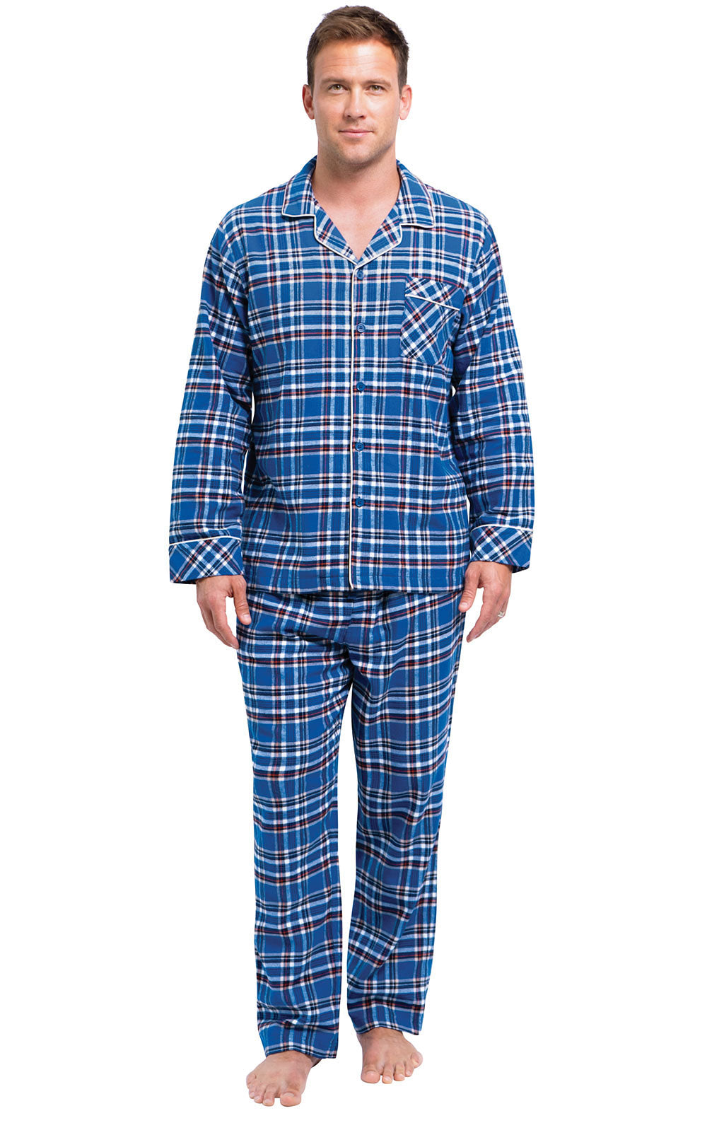 Plaid Button-Front Flannel Men's Pajamas