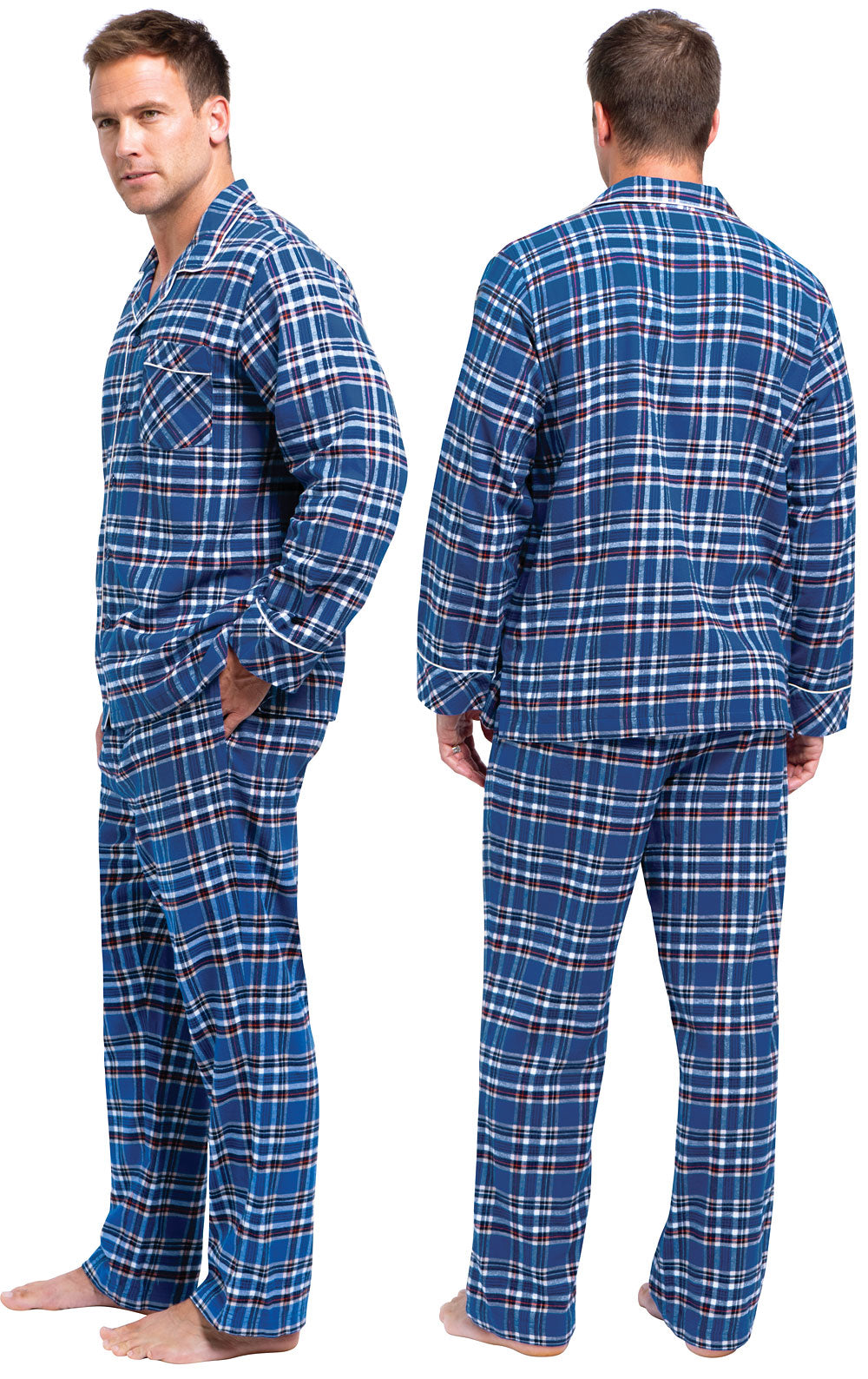 Plaid Long Sleeve Button-Front Flannel Men’s Pajamas | Pajamagram