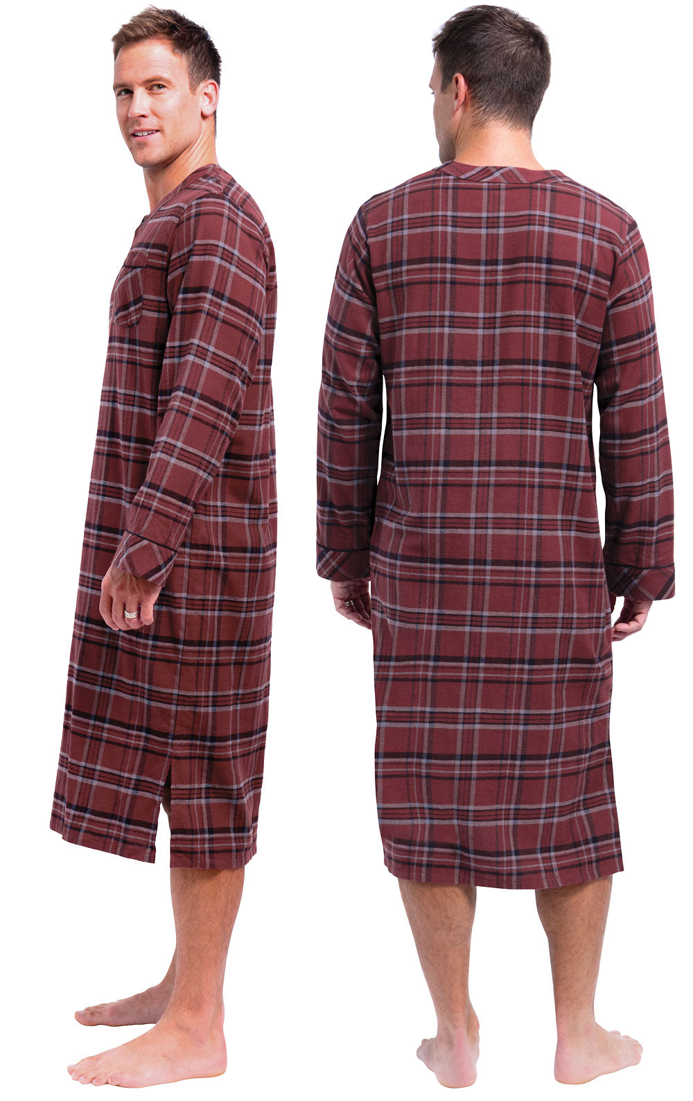 Burgundy Plaid Men’s Nightshirt- Final Sale