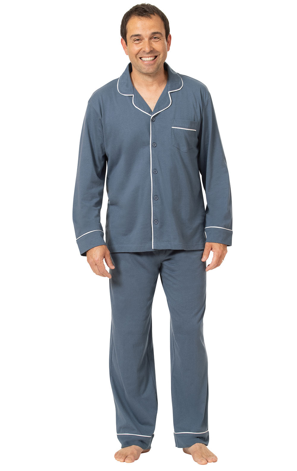 Men's Long Sleeve Button Front- Slate Blue - Final Sale