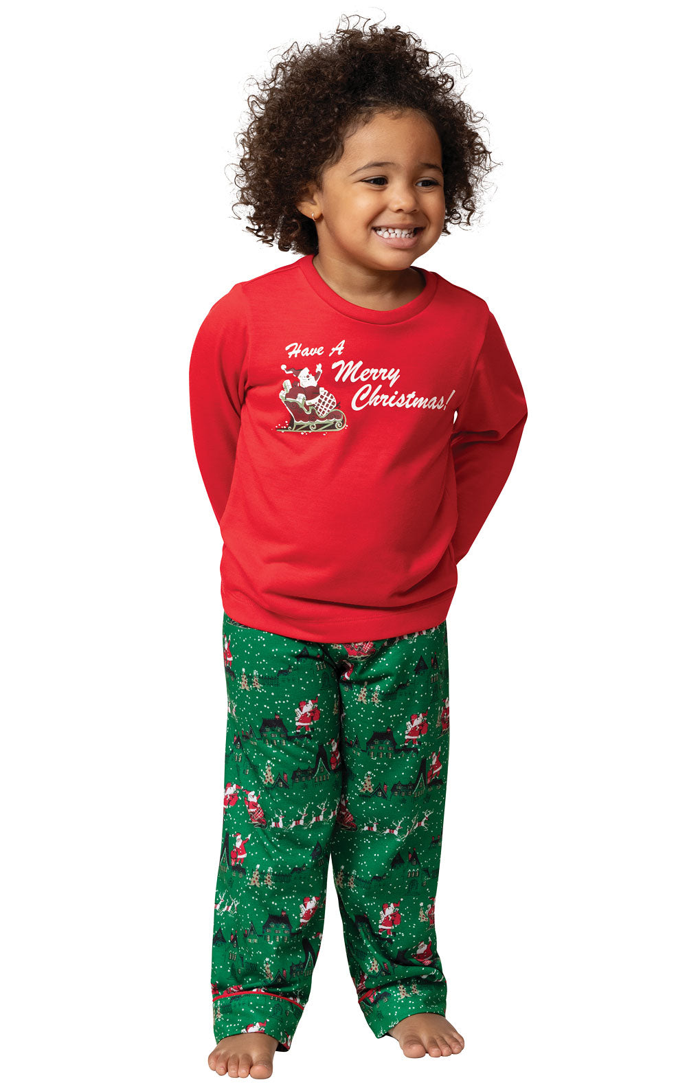 Red and Green Santa's Sleigh Toddler Pajamas - Final Sale