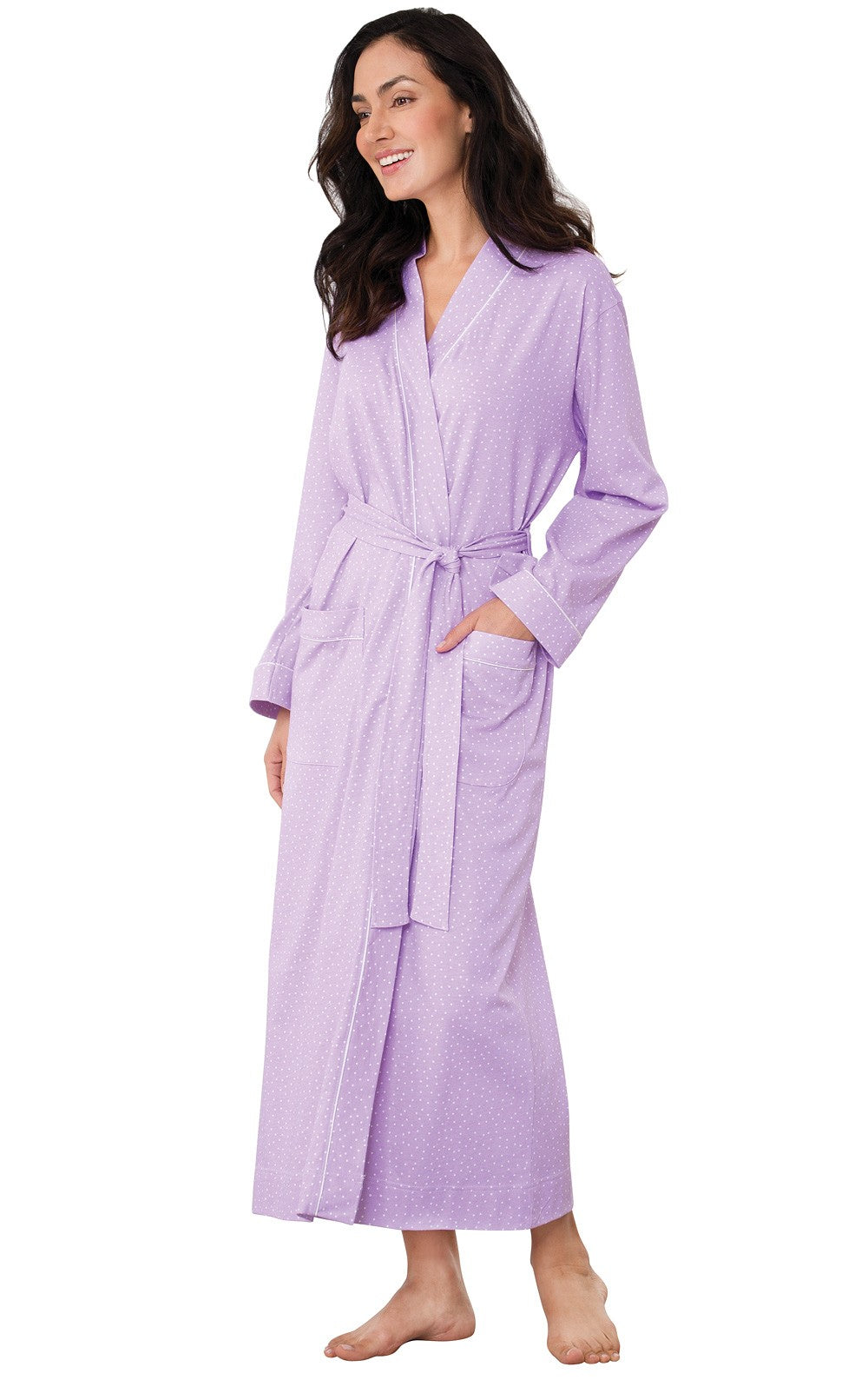 Classic Pin Dot Long Robe - Final Sale