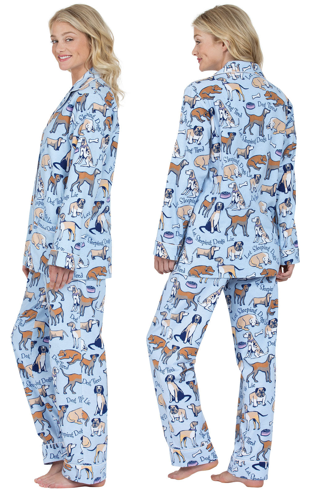 Tired Pyjamas Dog Tired Button-Front Flannel Pajamas | Pajamagram
