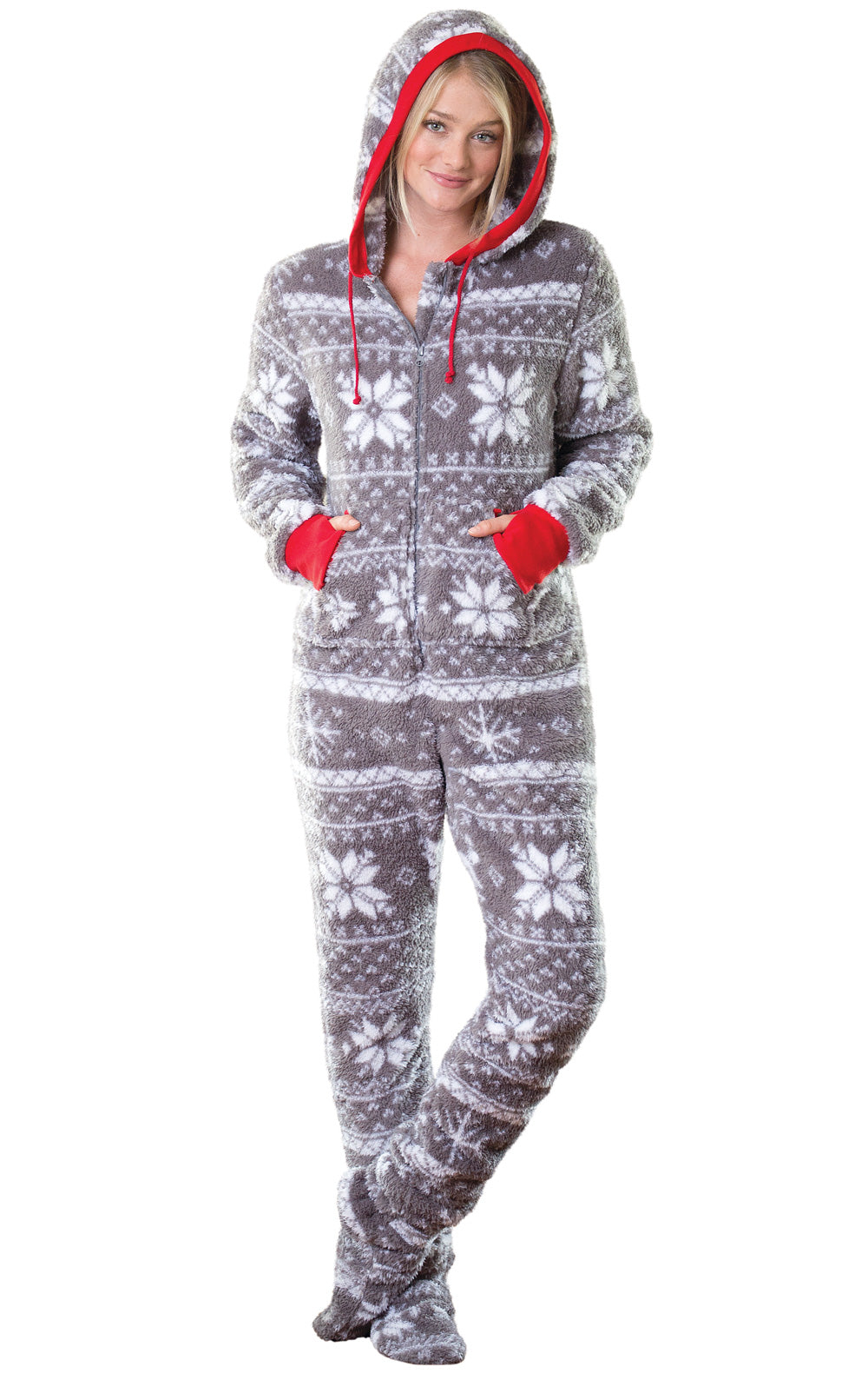 Nordic Fleece Hoodie-Footie Matching Family Pajamas