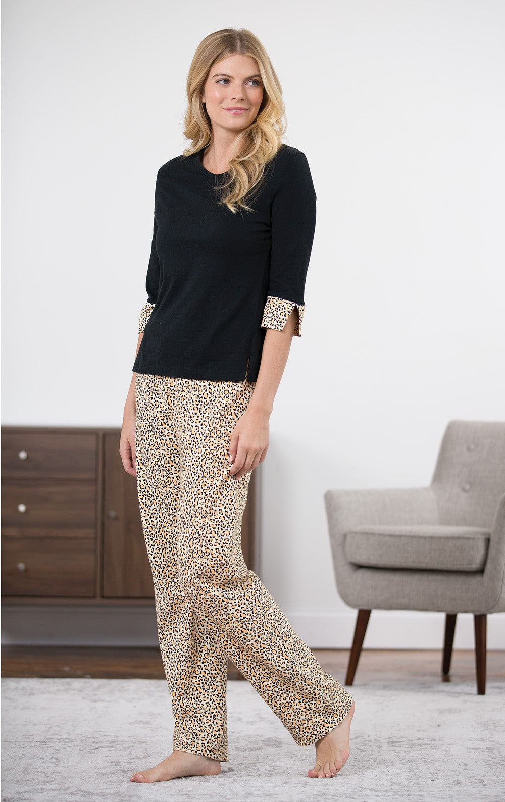 Leopard Convertible Sleeve Pajamas - Final Sale