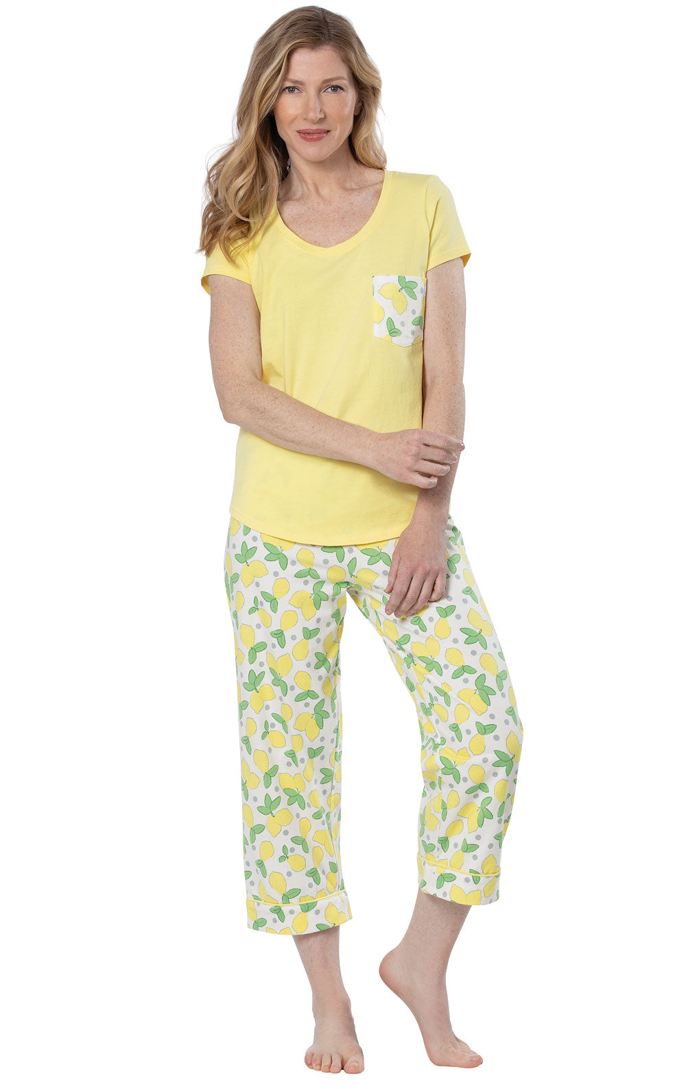 Lemon Pocket Tee Capri Pajamas - Final Sale