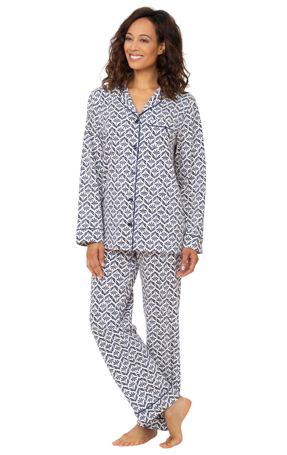 Blue Block Button-Front Pajamas