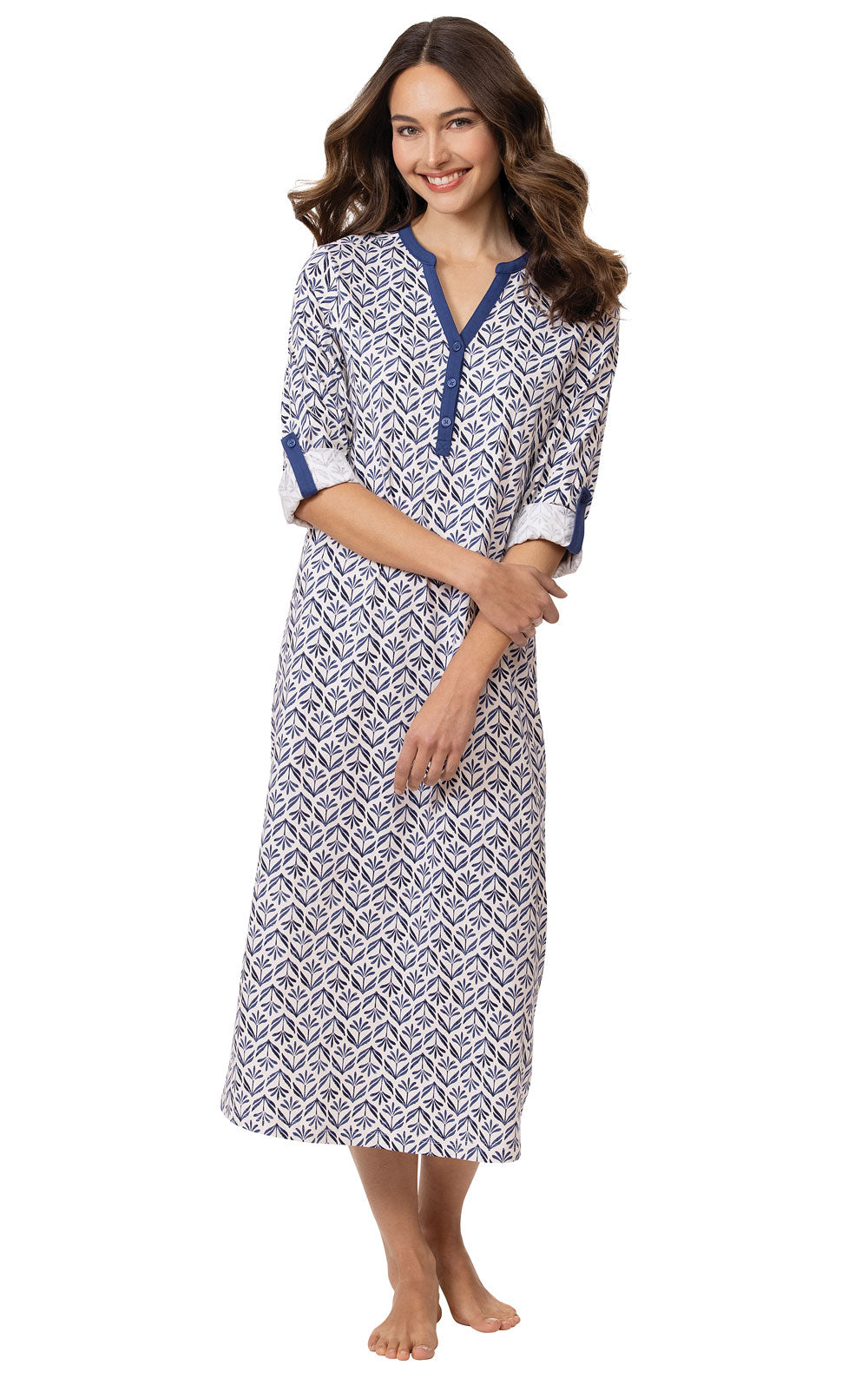 Blue Block Convertible Sleeve Nightgown - Final Sale