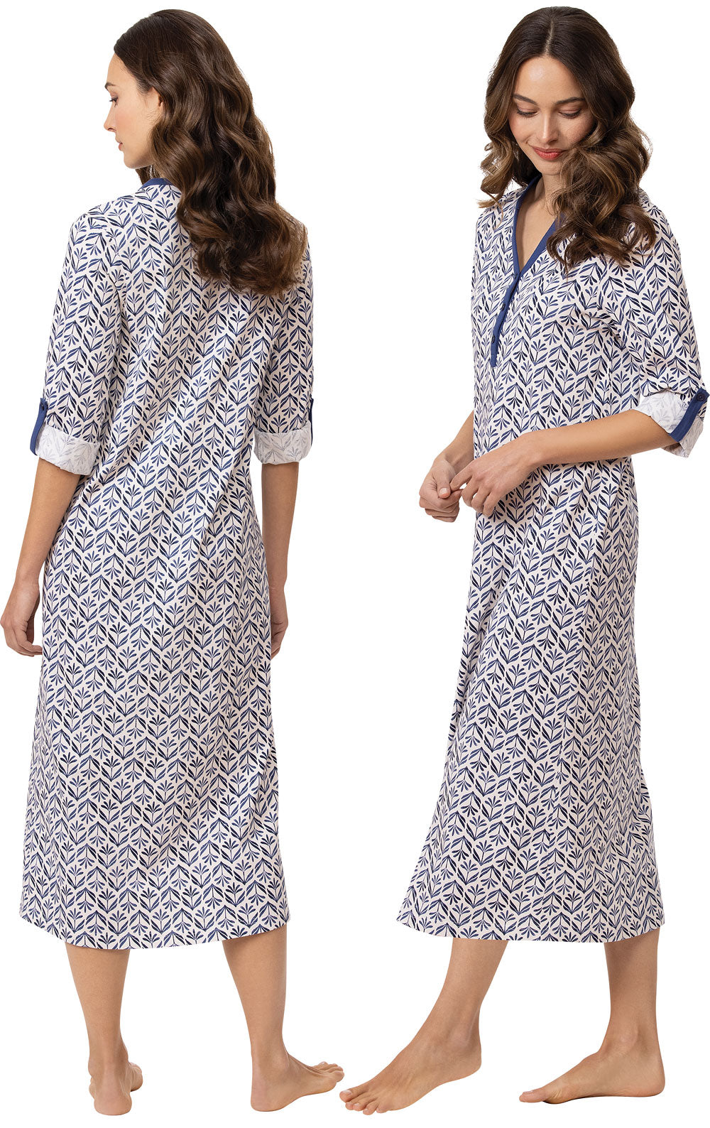 Blue Block Convertible Sleeve Nightgown - Final Sale