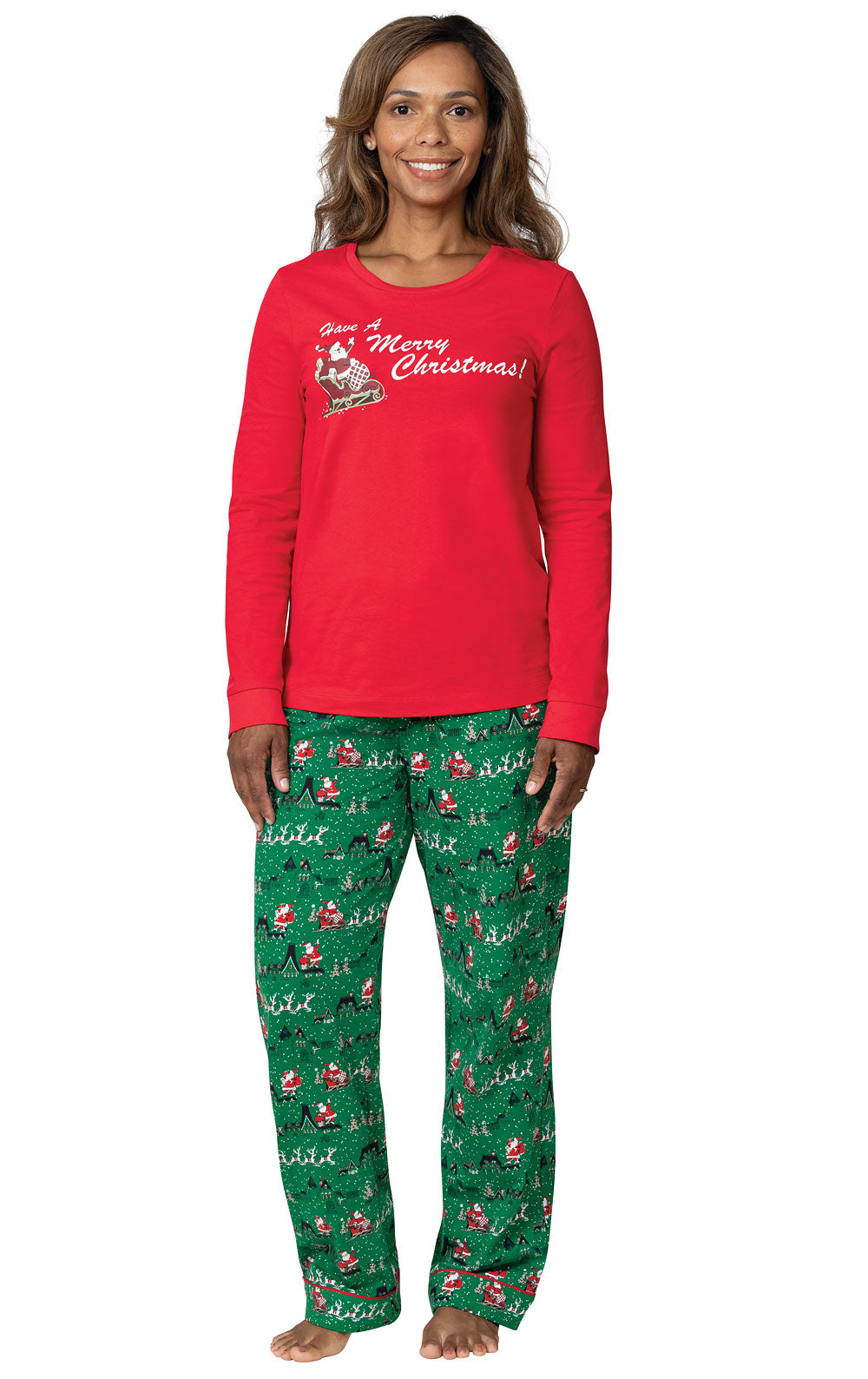 Red and Green Santa's Sleigh Pajamas