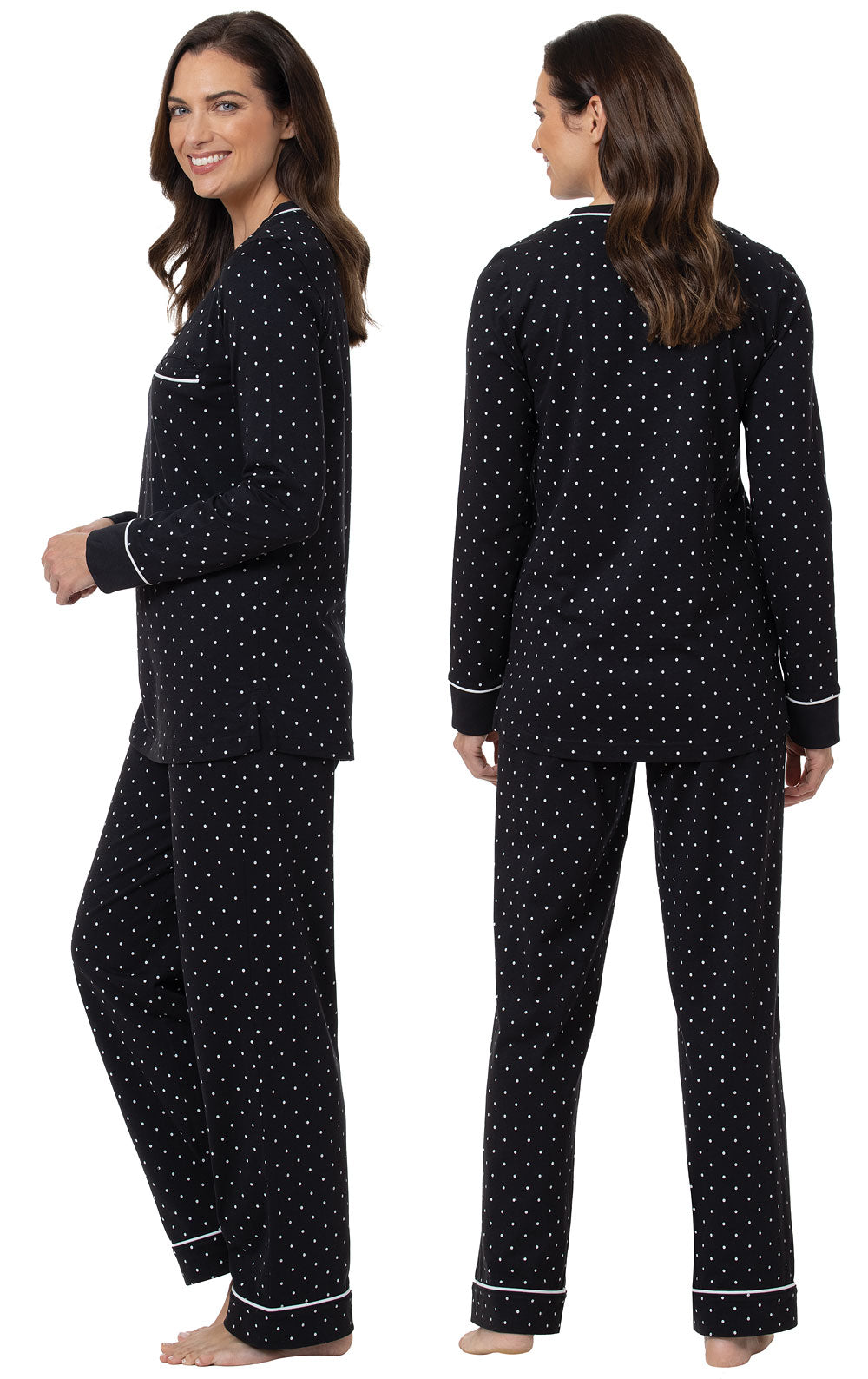 Classic Polka-Dot Jersey Pullover Pajamas & Pewter