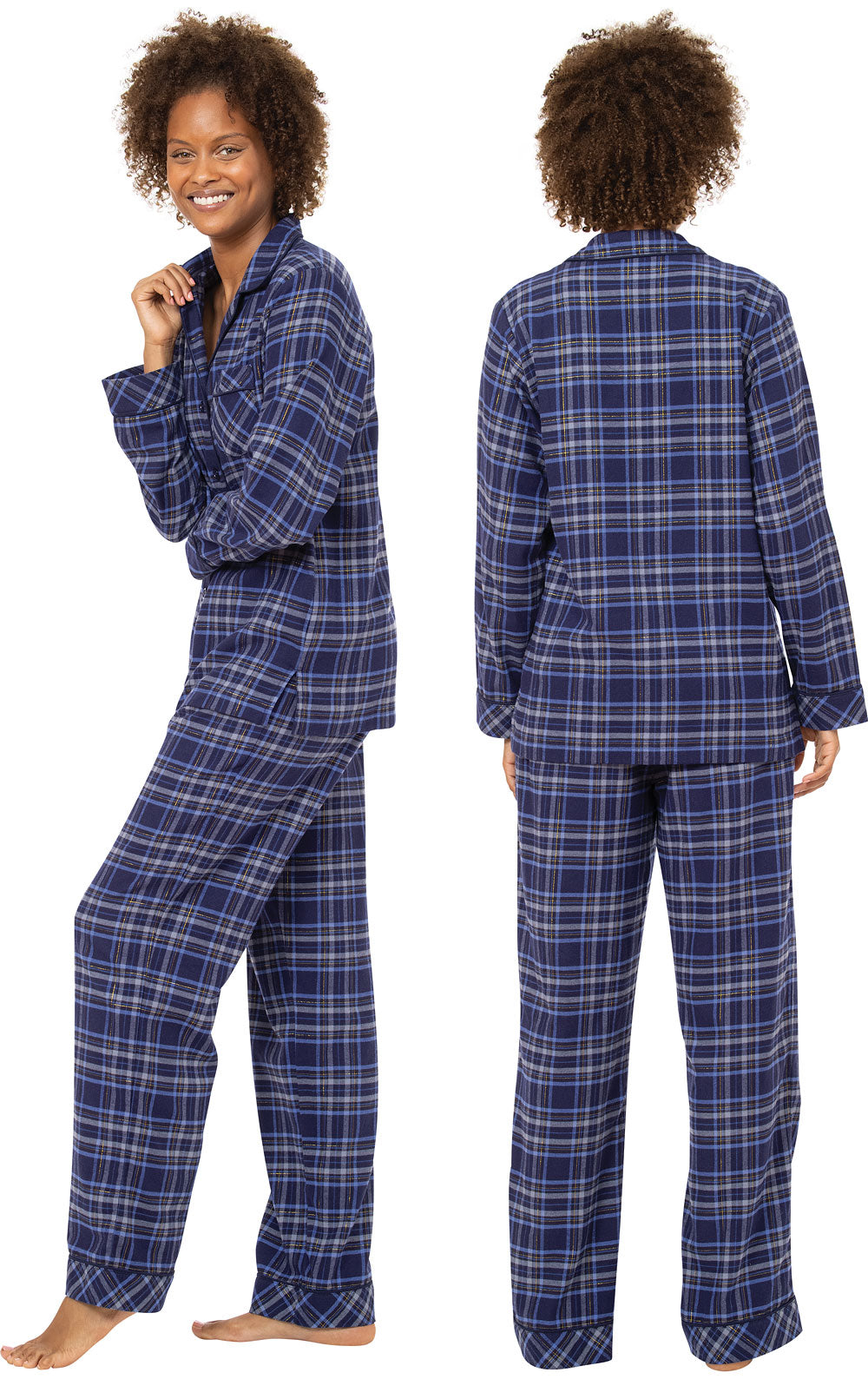 Glitzy Navy Button-Front Pajamas