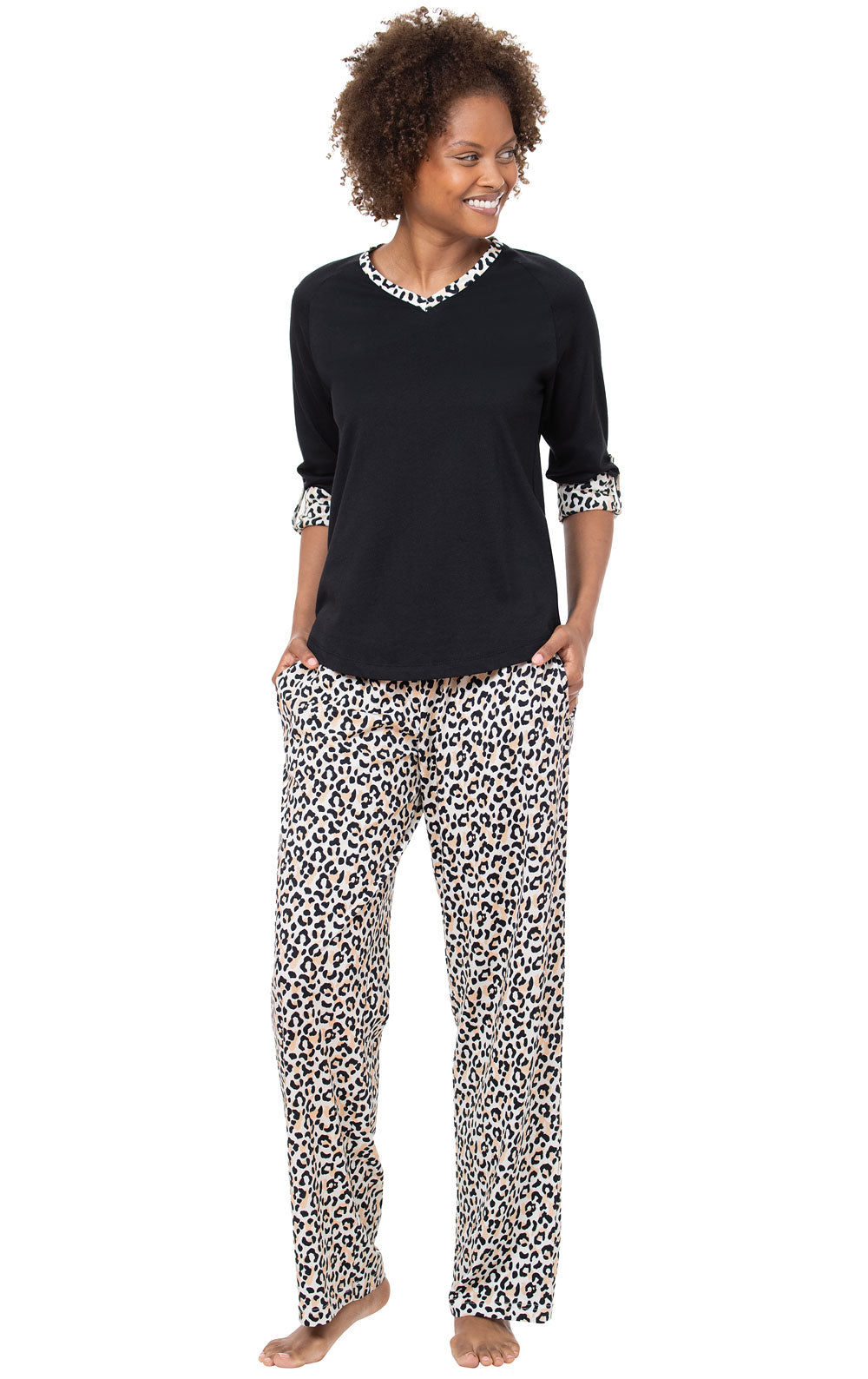 Leopard Convertible Sleeve Pajamas